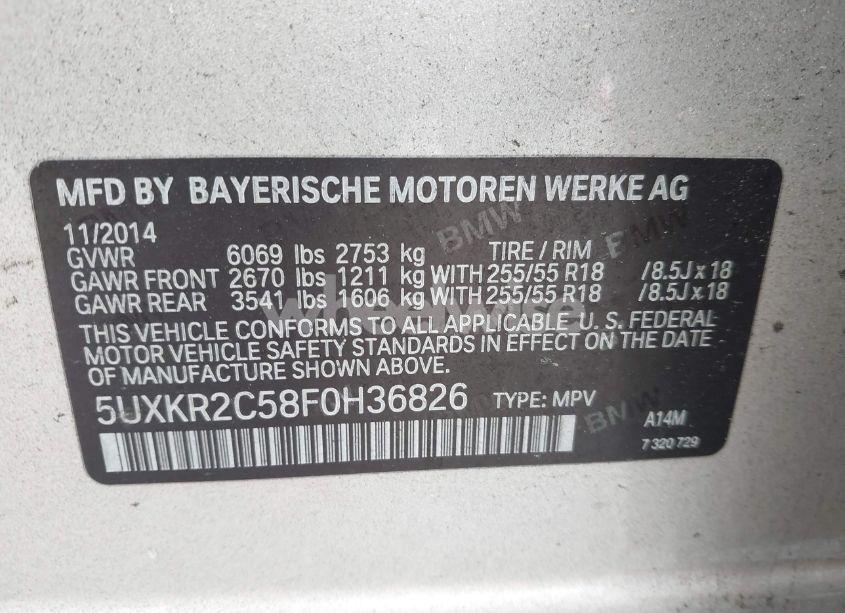 Photo 9 of 2015 Bmw X5 SDRIVE35I (VIN 5UXKR2C58F0H36826)