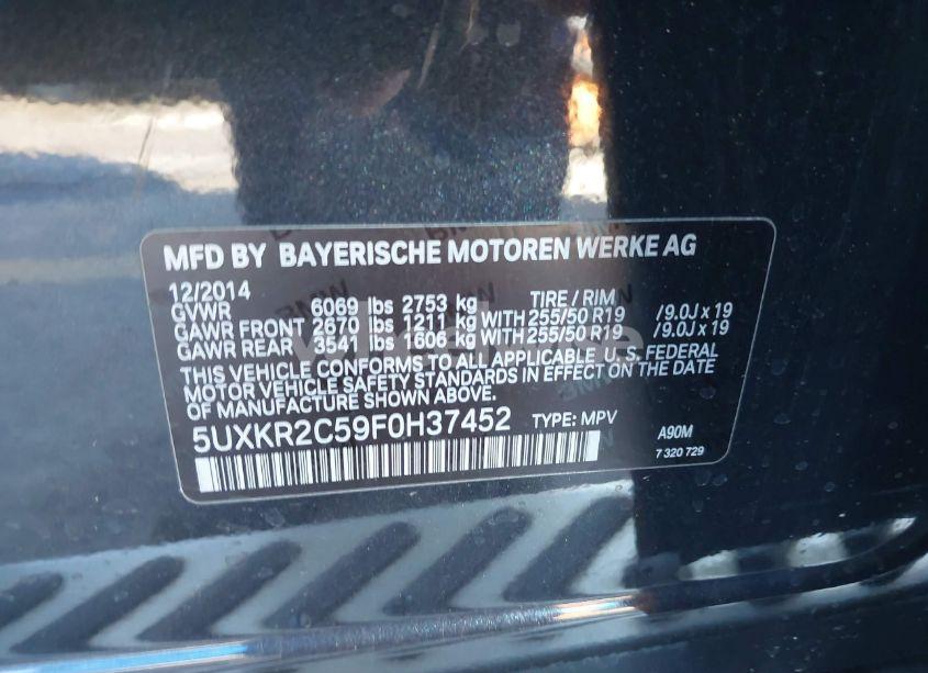Photo 9 of 2015 Bmw X5 SDRIVE35I (VIN 5UXKR2C59F0H37452)