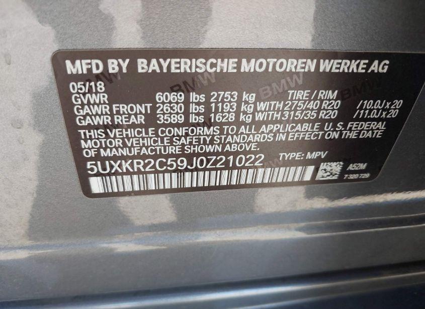 Photo 9 of 2018 Bmw X5 SDRIVE35I (VIN 5UXKR2C59J0Z21022)