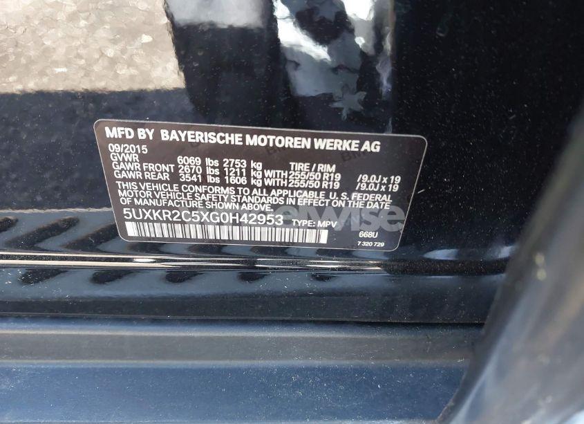 Photo 9 of 2016 Bmw X5 SDRIVE35I (VIN 5UXKR2C5XG0H42953)