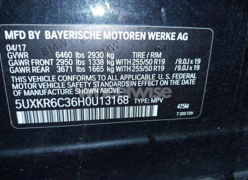 Photo 9 of 2017 Bmw X5 XDRIVE50I (VIN 5UXKR6C36H0U13168)