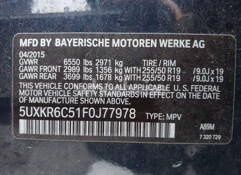 Photo 9 of 2015 Bmw X5 XDRIVE50I (VIN 5UXKR6C51F0J77978)