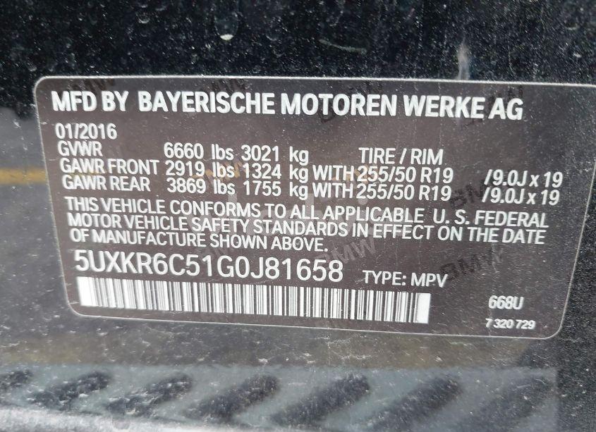 Photo 9 of 2016 Bmw X5 XDRIVE50I (VIN 5UXKR6C51G0J81658)