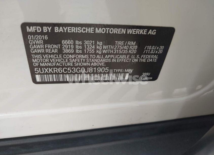 Photo 9 of 2016 Bmw X5 XDRIVE50I (VIN 5UXKR6C53G0J81905)