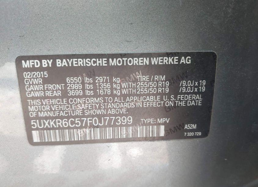Photo 9 of 2015 Bmw X5 XDRIVE50I (VIN 5UXKR6C57F0J77399)