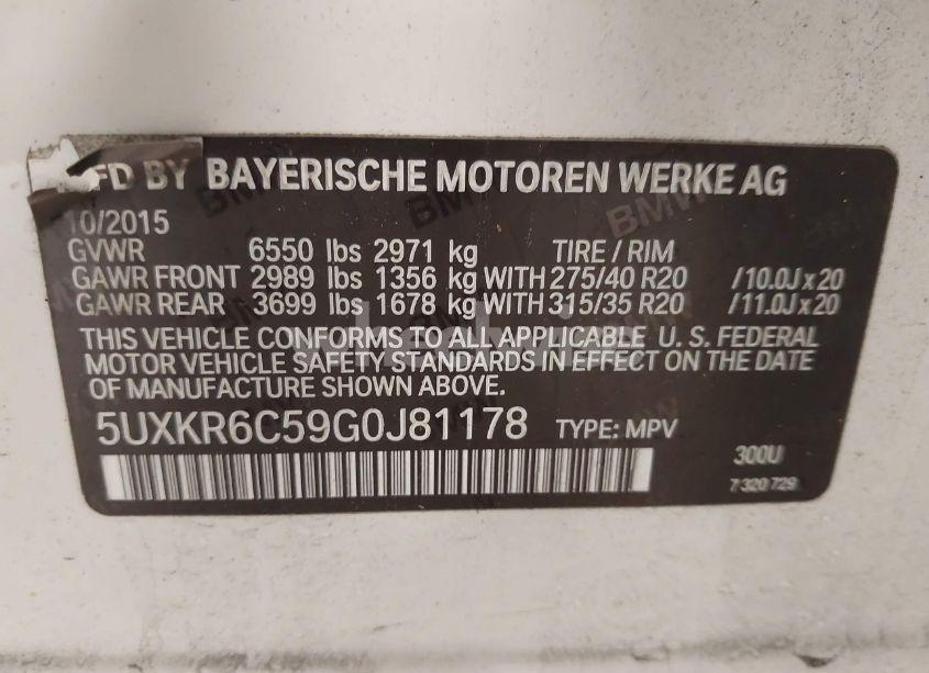 Photo 9 of 2016 Bmw X5 XDRIVE50I (VIN 5UXKR6C59G0J81178)