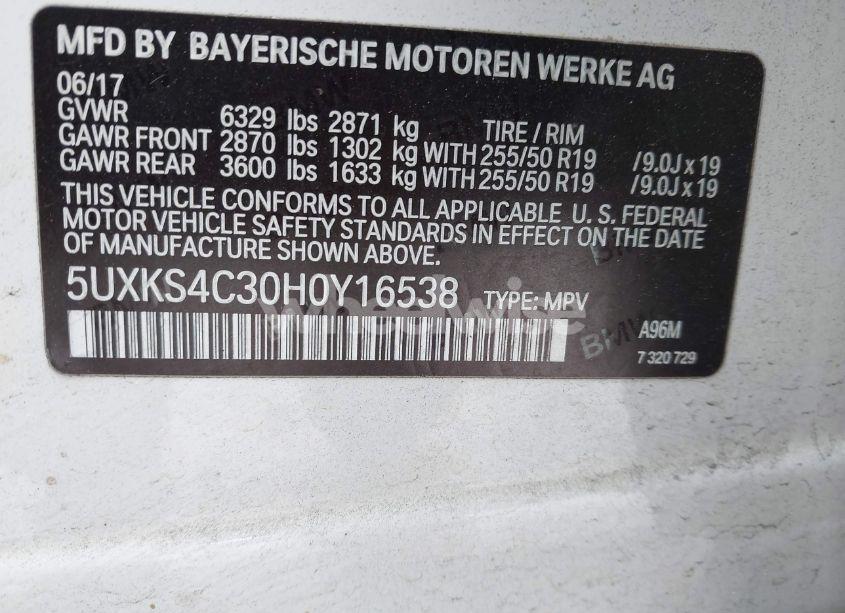 Photo 9 of 2017 Bmw X5 XDRIVE35D (VIN 5UXKS4C30H0Y16538)