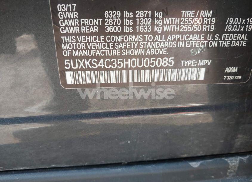 Photo 9 of 2017 Bmw X5 XDRIVE35D (VIN 5UXKS4C35H0U05085)