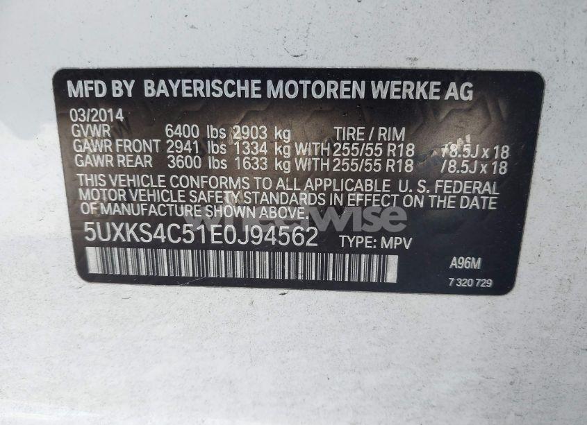 Photo 9 of 2014 Bmw X5 XDRIVE35D (VIN 5UXKS4C51E0J94562)