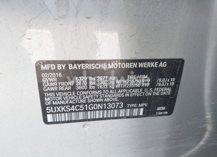 Photo 9 of 2016 Bmw X5 XDRIVE35D (VIN 5UXKS4C51G0N13073)