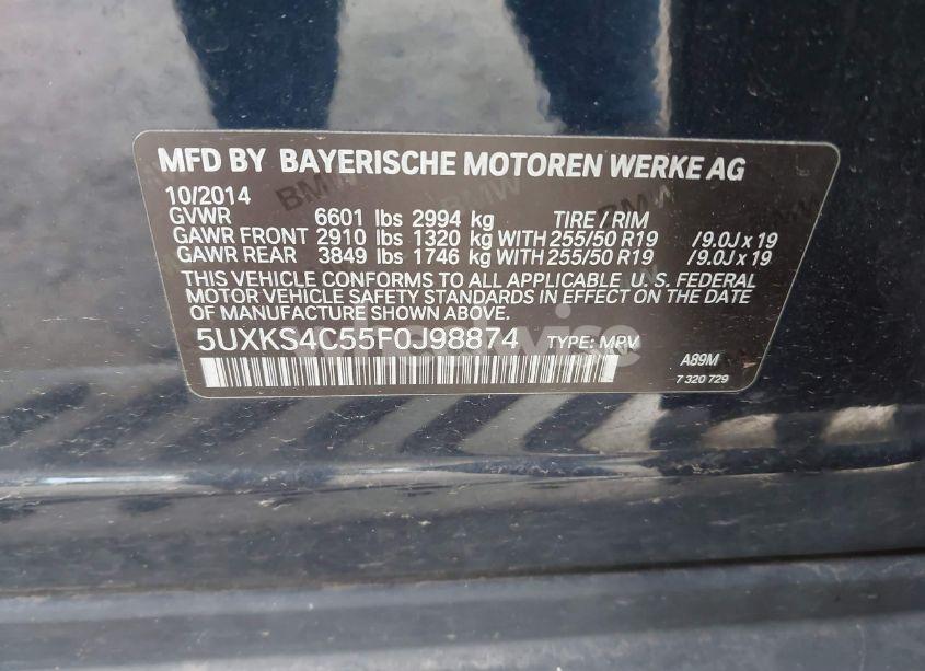 Photo 9 of 2015 Bmw X5 XDRIVE35D (VIN 5UXKS4C55F0J98874)