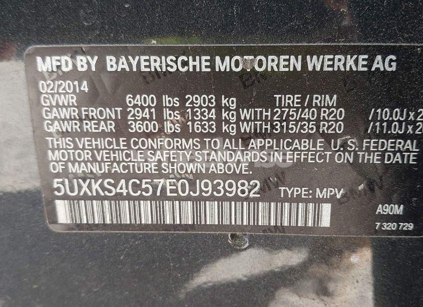 Photo 9 of 2014 Bmw X5 XDRIVE35D (VIN 5UXKS4C57E0J93982)
