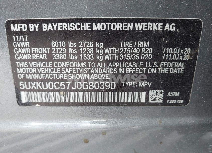 Photo 9 of 2018 Bmw X6 SDRIVE35I (VIN 5UXKU0C57J0G80390)