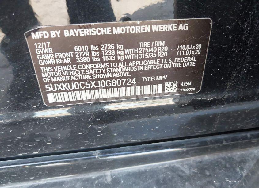 Photo 9 of 2018 Bmw X6 SDRIVE35I (VIN 5UXKU0C5XJ0G80724)