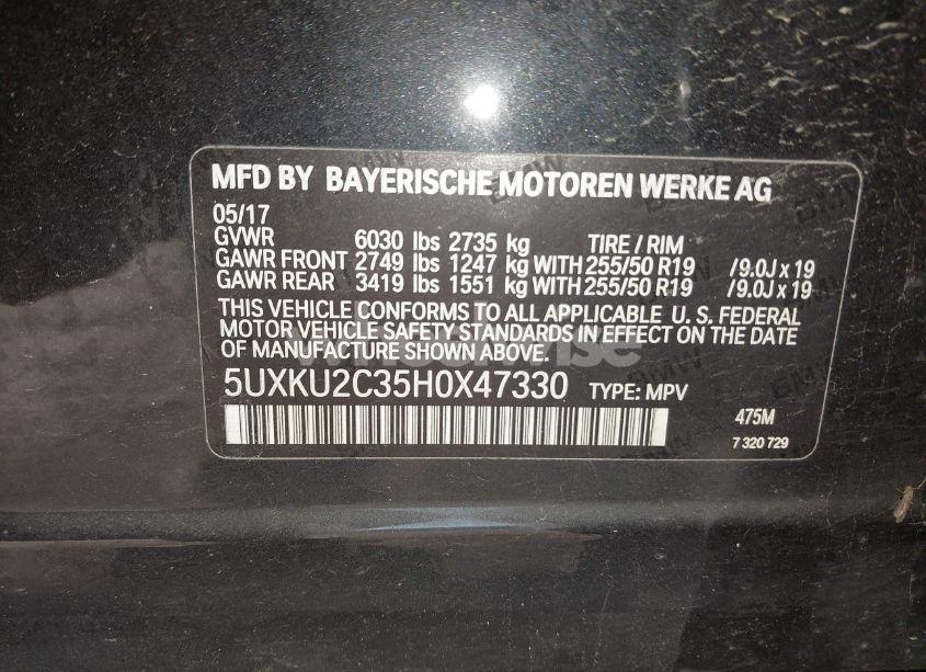 Photo 9 of 2017 Bmw X6 XDRIVE35I (VIN 5UXKU2C35H0X47330)