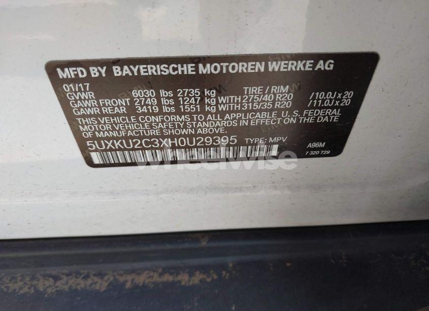 Photo 9 of 2017 Bmw X6 XDRIVE35I (VIN 5UXKU2C3XH0U29395)