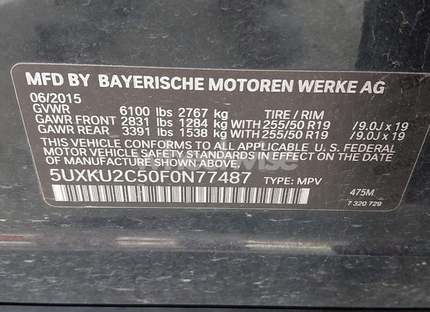 Photo 9 of 2015 Bmw X6 XDRIVE35I (VIN 5UXKU2C50F0N77487)