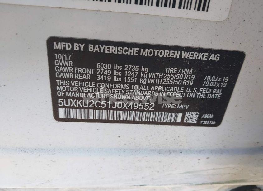 Photo 9 of 2018 Bmw X6 XDRIVE35I (VIN 5UXKU2C51J0X49552)