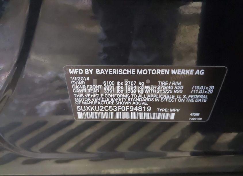 Photo 9 of 2015 Bmw X6 XDRIVE35I (VIN 5UXKU2C53F0F94819)