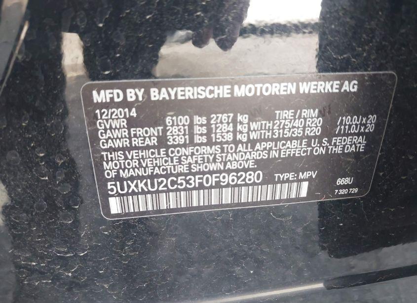 Photo 9 of 2015 Bmw X6 XDRIVE35I (VIN 5UXKU2C53F0F96280)