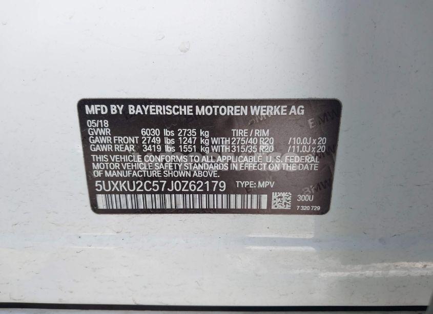 Photo 9 of 2018 Bmw X6 XDRIVE35I (VIN 5UXKU2C57J0Z62179)