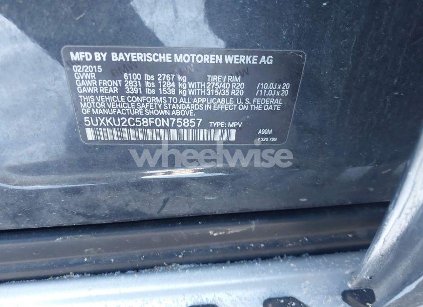 Photo 9 of 2015 Bmw X6 (VIN 5UXKU2C58F0N75857)