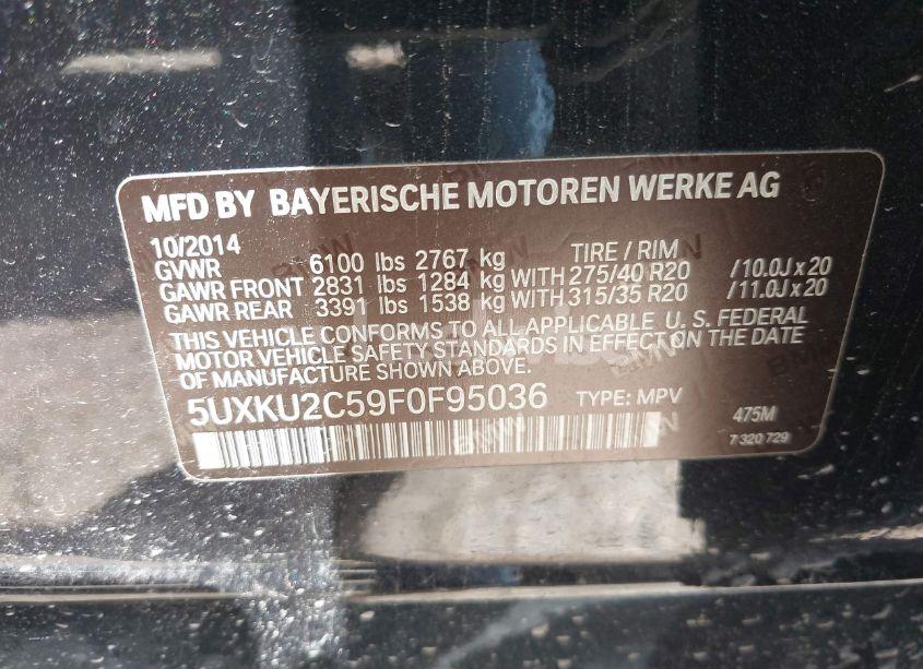 Photo 9 of 2015 Bmw X6 XDRIVE35I (VIN 5UXKU2C59F0F95036)