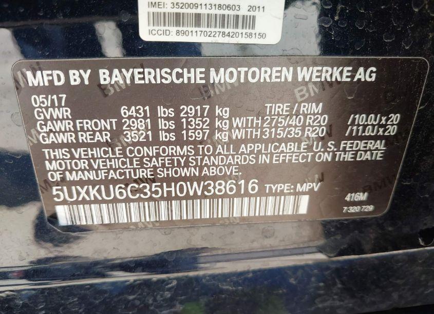 Photo 9 of 2017 Bmw X6 XDRIVE50I (VIN 5UXKU6C35H0W38616)