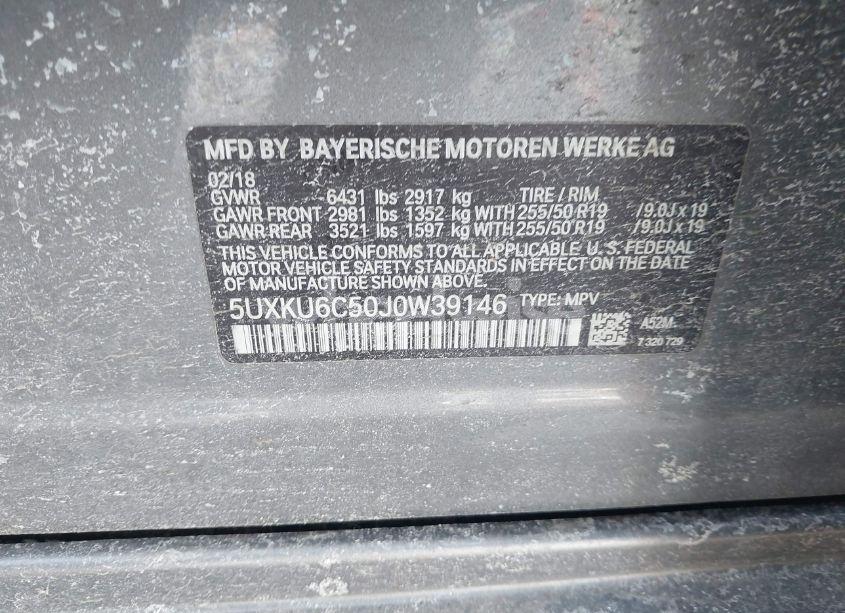 Photo 9 of 2018 Bmw X6 XDRIVE50I (VIN 5UXKU6C50J0W39146)