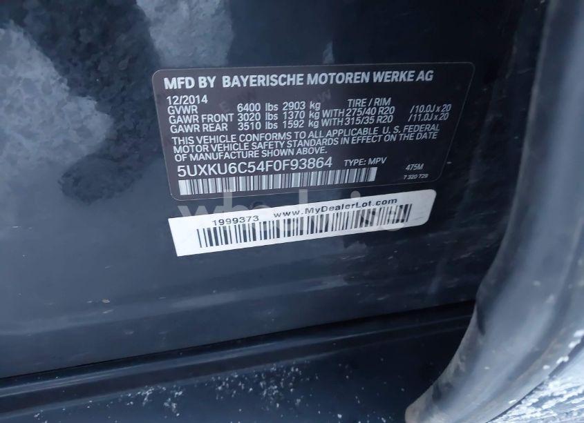 Photo 9 of 2015 Bmw X6 XDRIVE50I (VIN 5UXKU6C54F0F93864)