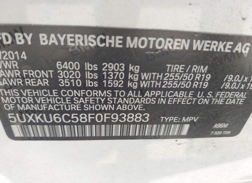 Photo 9 of 2015 Bmw X6 XDRIVE50I (VIN 5UXKU6C58F0F93883)