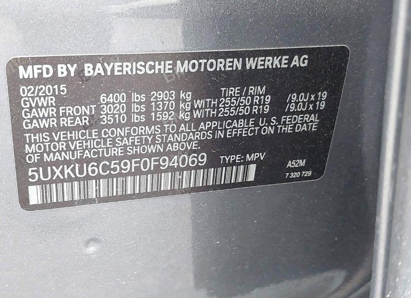 Photo 9 of 2015 Bmw X6 XDRIVE50I (VIN 5UXKU6C59F0F94069)