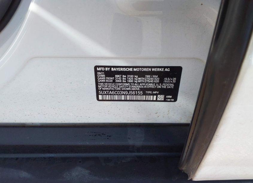 Photo 9 of 2022 Bmw X5 PHEV XDRIVE45E (VIN 5UXTA6C03N9J56155)