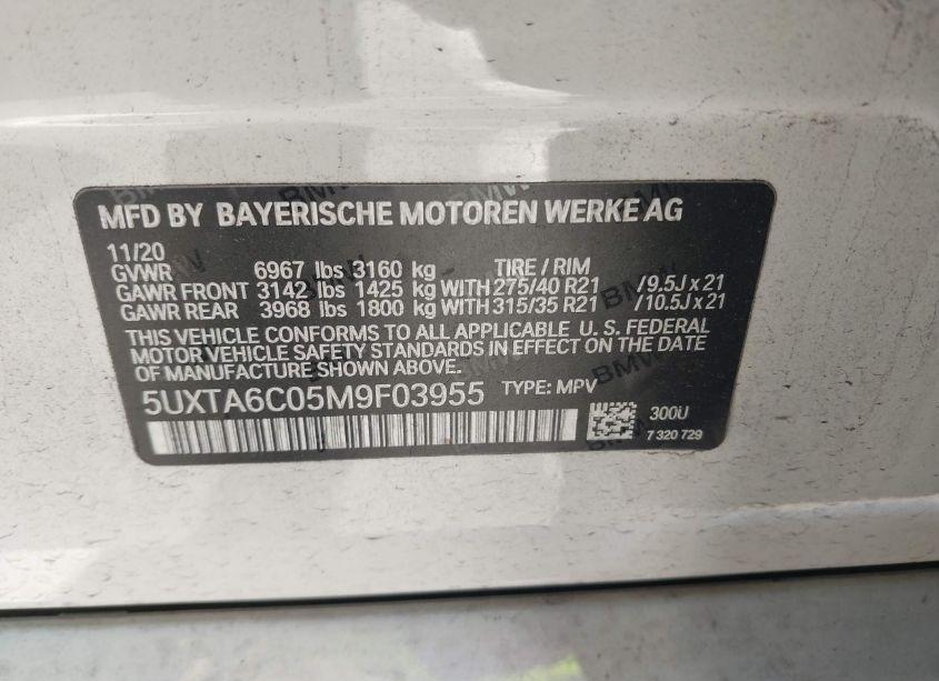Photo 9 of 2021 Bmw X5 PHEV XDRIVE45E (VIN 5UXTA6C05M9F03955)