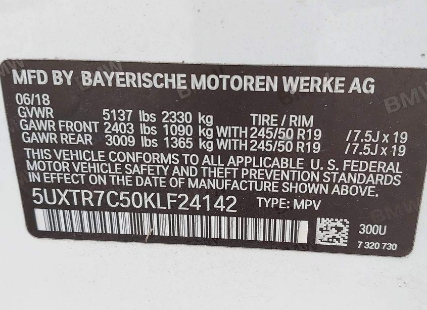 Photo 9 of 2019 Bmw X3 SDRIVE30I (VIN 5UXTR7C50KLF24142)