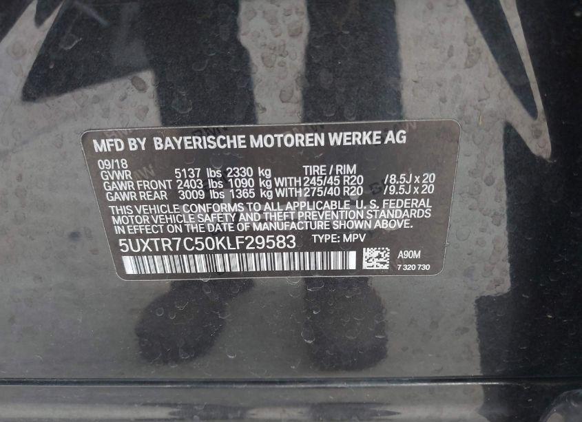 Photo 9 of 2019 Bmw X3 SDRIVE30I (VIN 5UXTR7C50KLF29583)