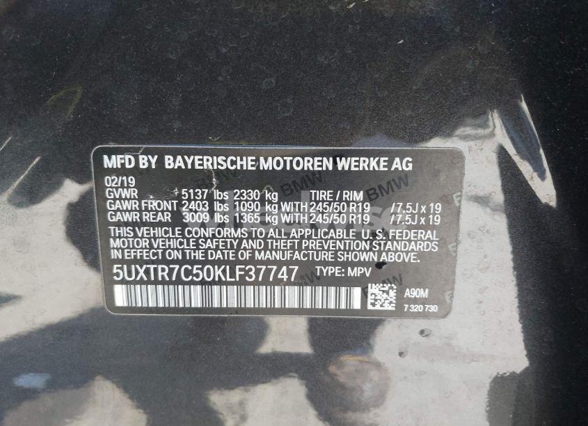 Photo 9 of 2019 Bmw X3 SDRIVE30I (VIN 5UXTR7C50KLF37747)