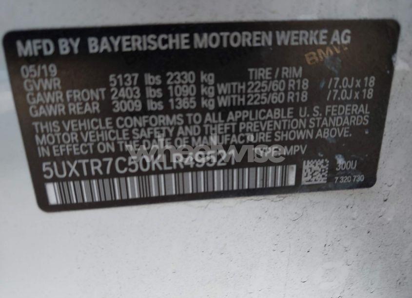 Photo 9 of 2019 Bmw X3 SDRIVE30I (VIN 5UXTR7C50KLR49521)