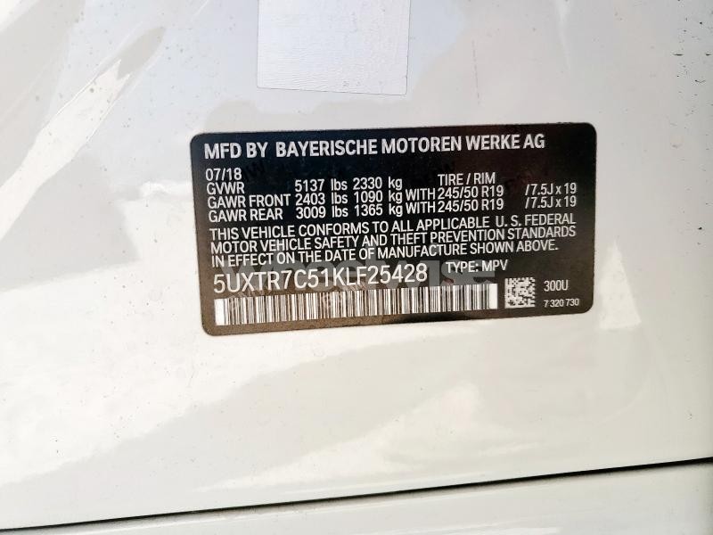 Photo 11 of 2019 BMW X3 SDRIVE30I (VIN 5UXTR7C51KLF25428)