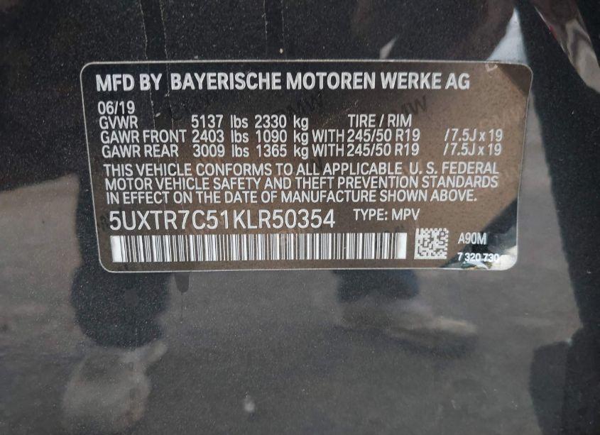 Photo 9 of 2019 Bmw X3 SDRIVE30I (VIN 5UXTR7C51KLR50354)