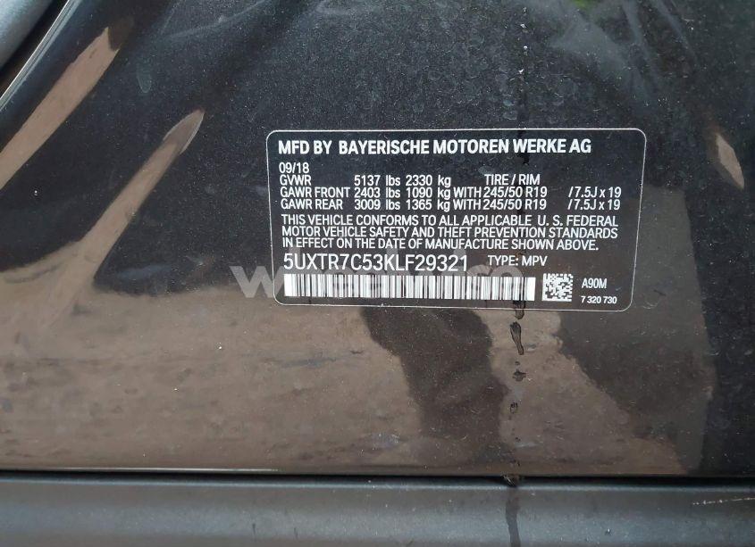 Photo 9 of 2019 Bmw X3 SDRIVE30I (VIN 5UXTR7C53KLF29321)