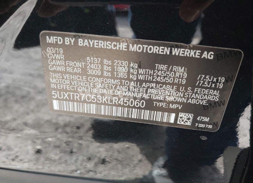 Photo 9 of 2019 Bmw X3 SDRIVE30I (VIN 5UXTR7C53KLR45060)