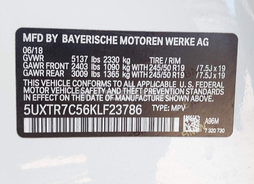 Photo 9 of 2019 Bmw X3 SDRIVE30I (VIN 5UXTR7C56KLF23786)