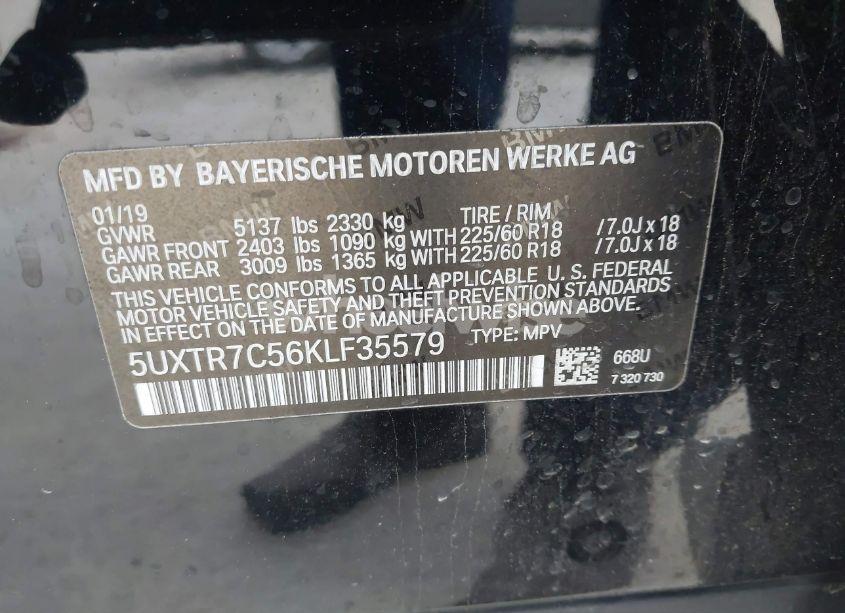 Photo 9 of 2019 Bmw X3 SDRIVE30I (VIN 5UXTR7C56KLF35579)