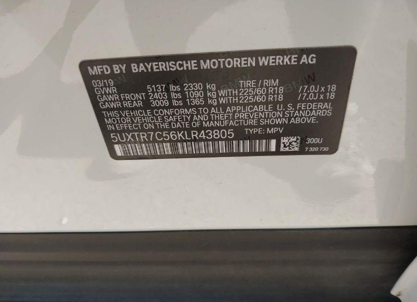 Photo 9 of 2019 Bmw X3 SDRIVE30I (VIN 5UXTR7C56KLR43805)