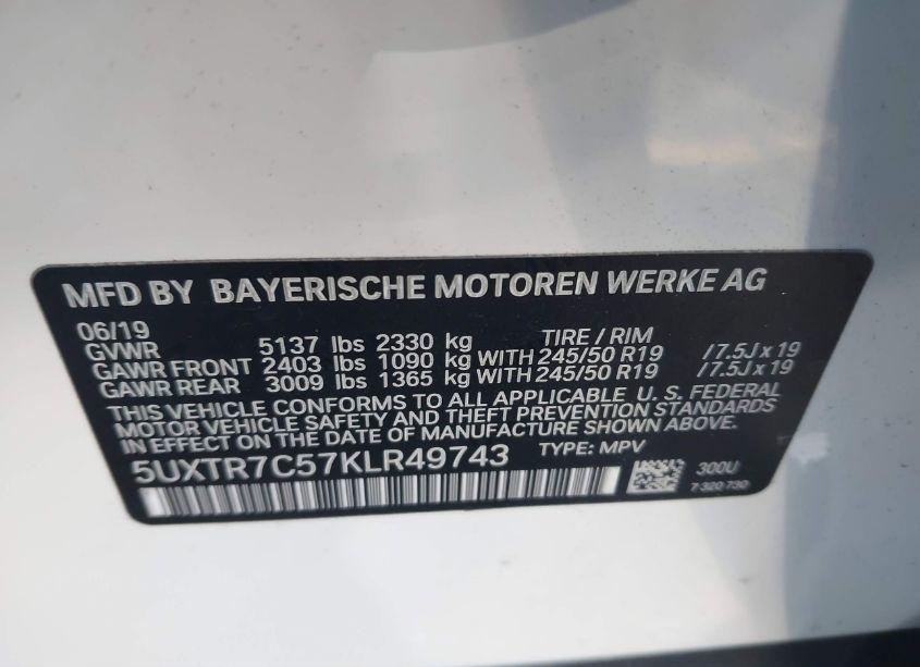 Photo 9 of 2019 Bmw X3 SDRIVE30I (VIN 5UXTR7C57KLR49743)