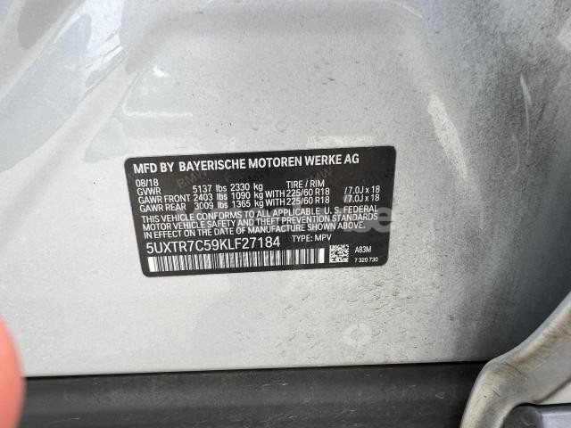 Photo 10 of 2019 BMW X3 SDRIVE30I (VIN 5UXTR7C59KLF27184)