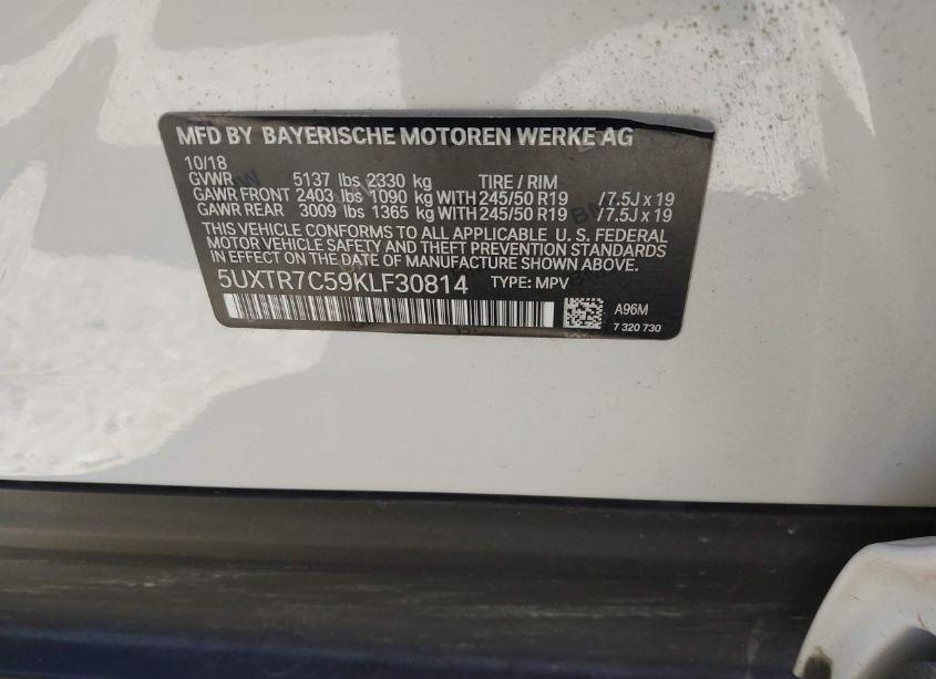 Photo 9 of 2019 Bmw X3 SDRIVE30I (VIN 5UXTR7C59KLF30814)