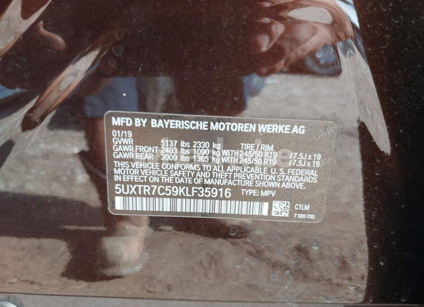 Photo 9 of 2019 Bmw X3 SDRIVE30I (VIN 5UXTR7C59KLF35916)