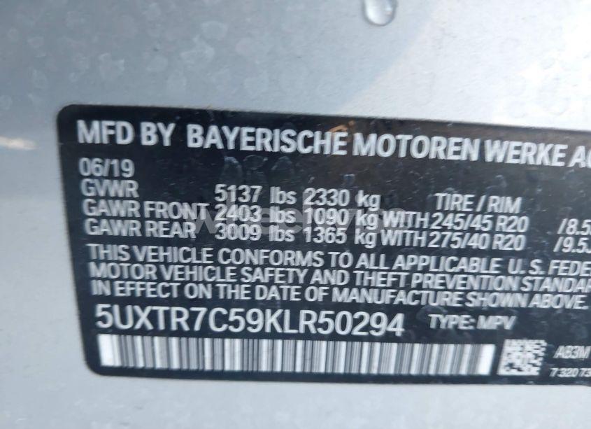 Photo 9 of 2019 Bmw X3 SDRIVE30I (VIN 5UXTR7C59KLR50294)